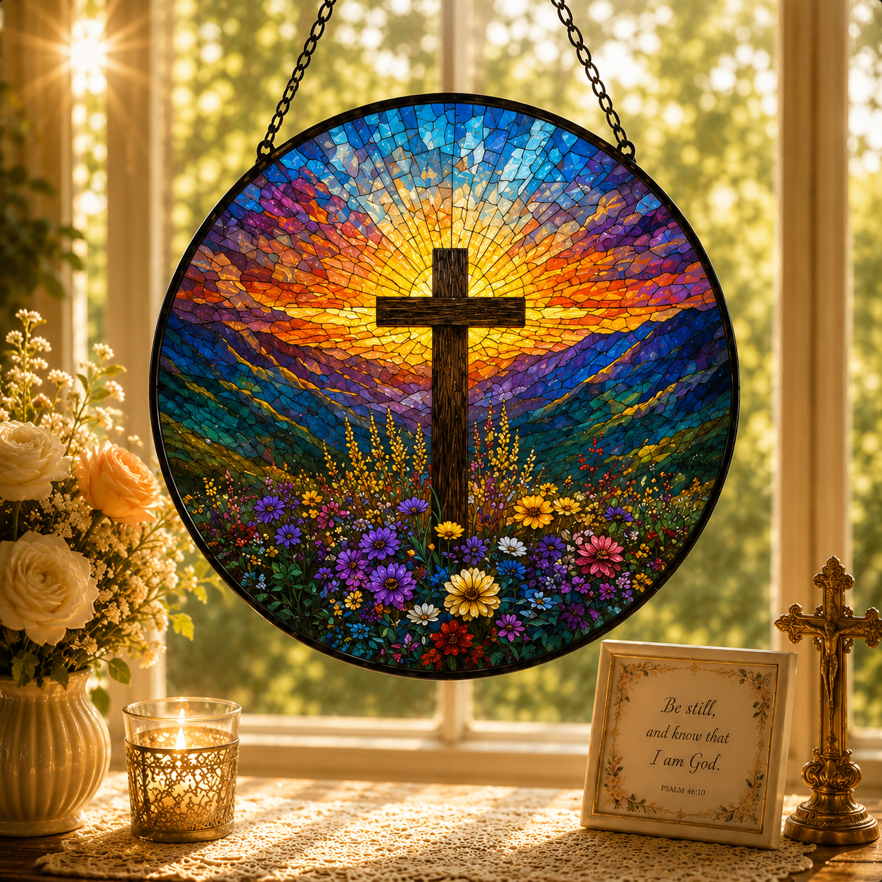 Faith Blooms Here Suncatcher