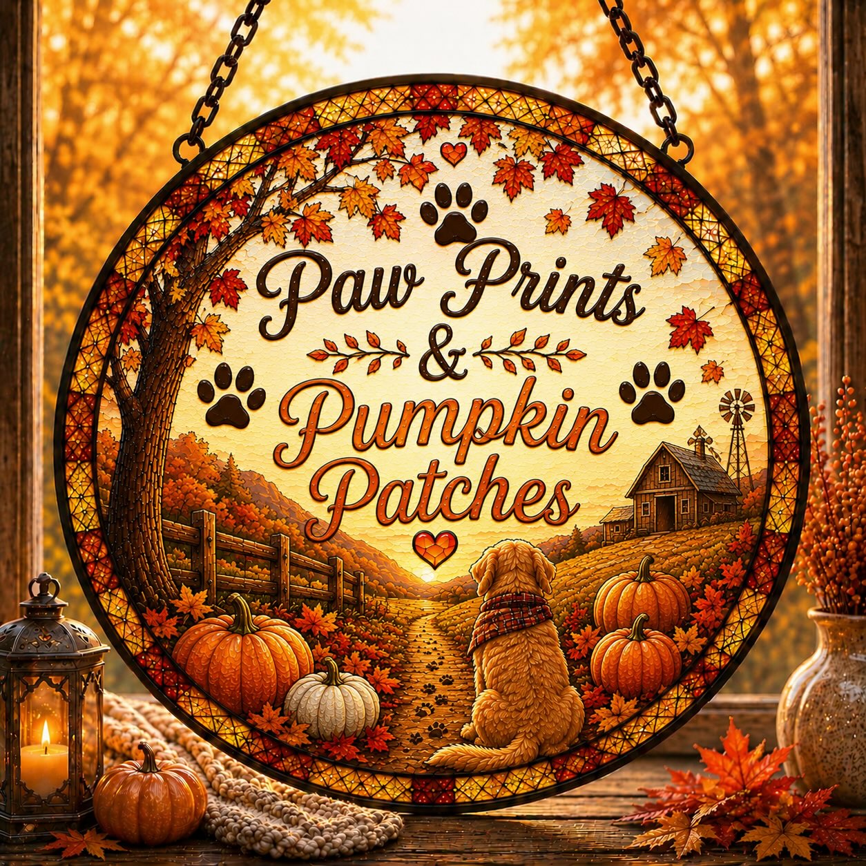 Pumpkins & Paws Suncatcher