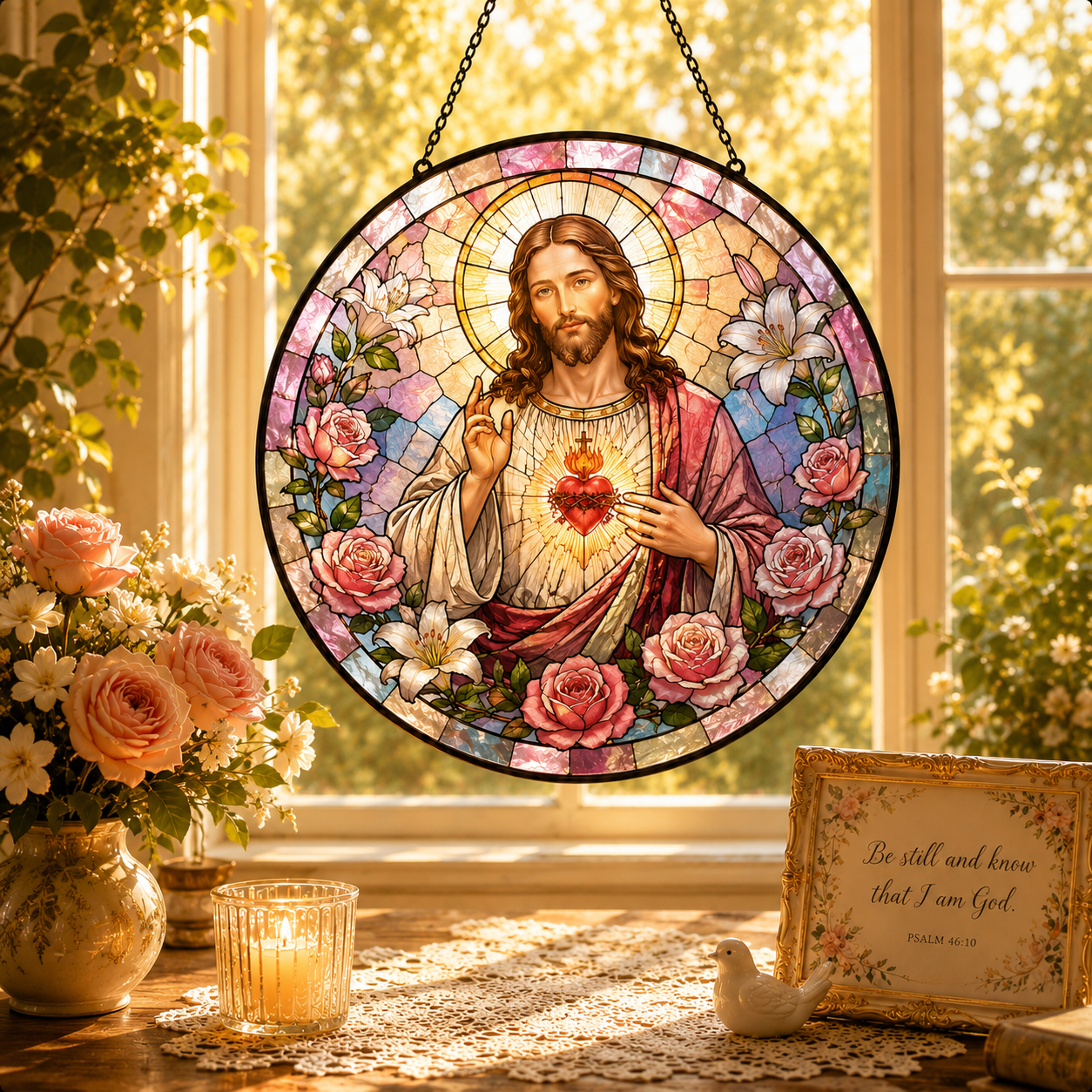Sacred Heart of Jesus Suncatcher
