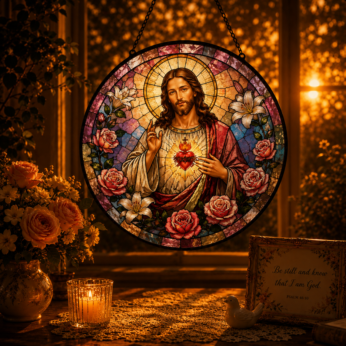 Sacred Heart of Jesus Suncatcher