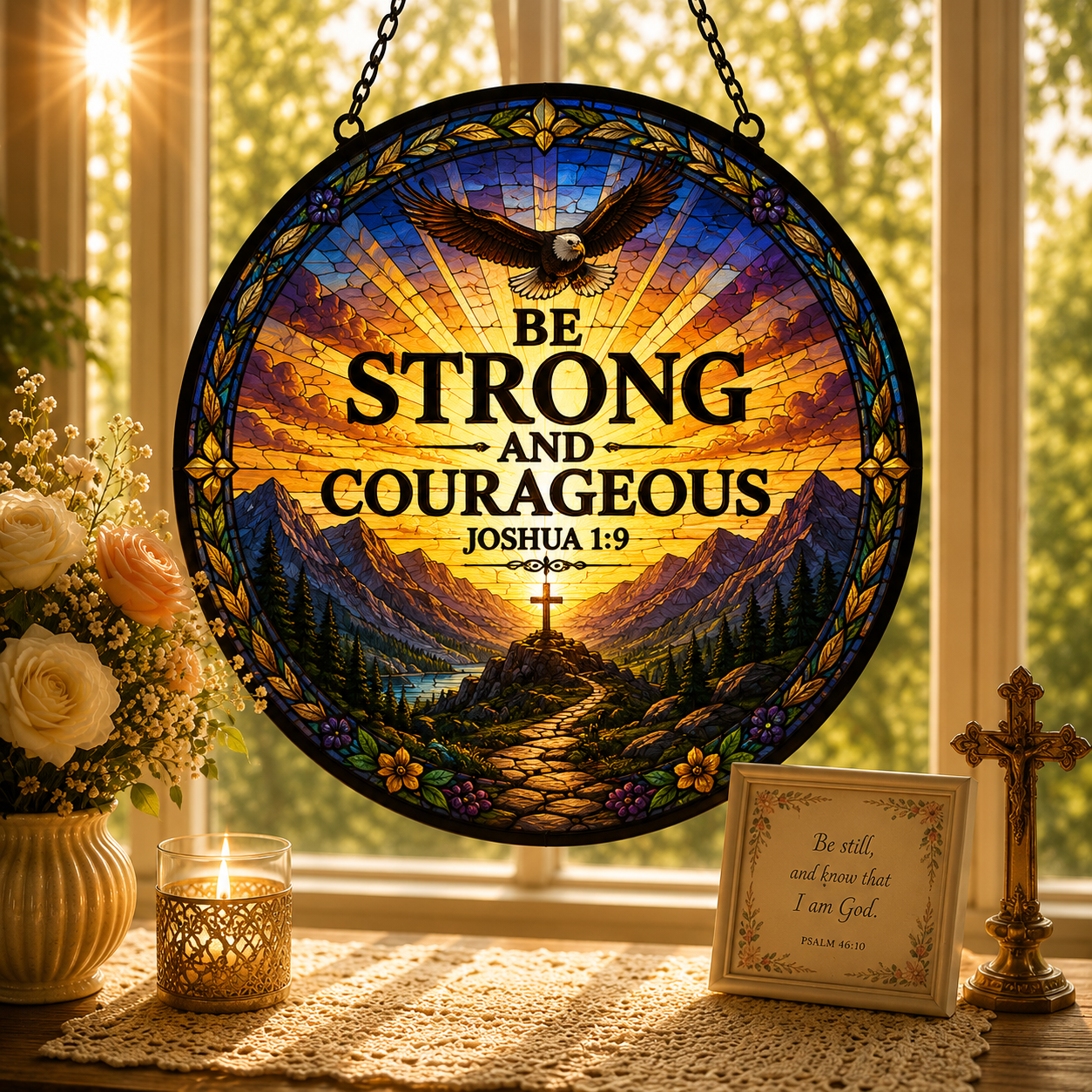 Be Strong and Courageous Suncatcher