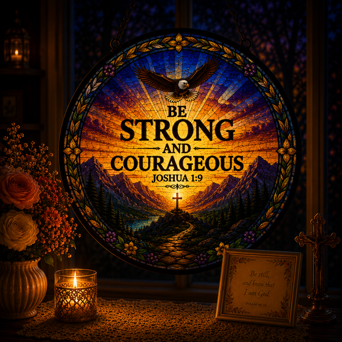 Be Strong and Courageous Suncatcher