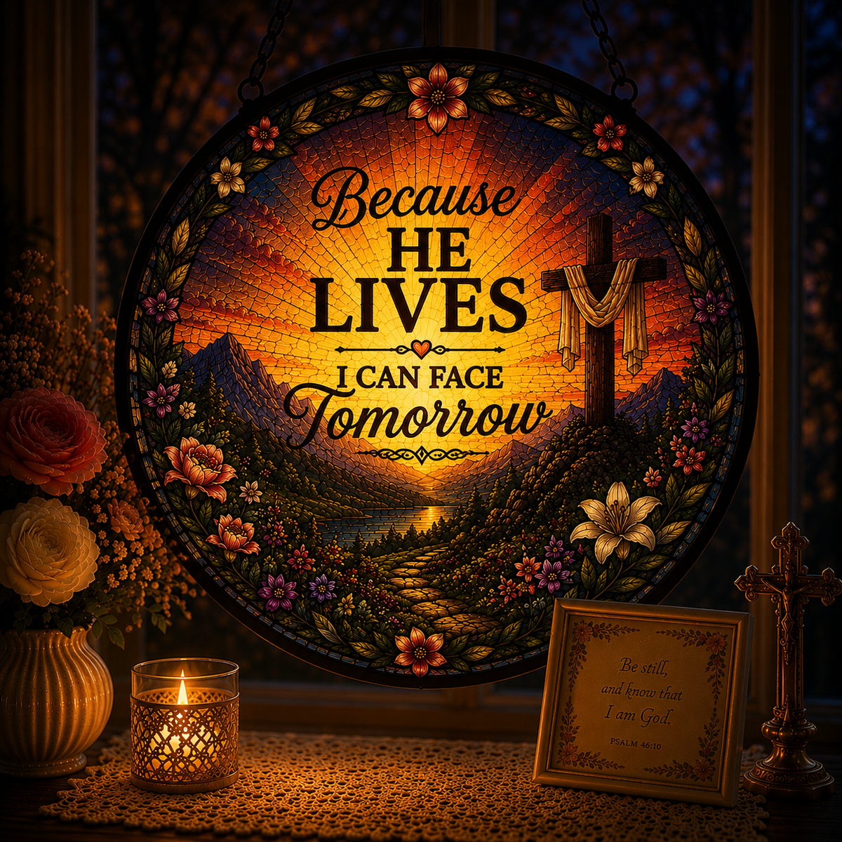 Because He Lives Suncatcher