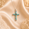 Blue Stone Cross Necklace