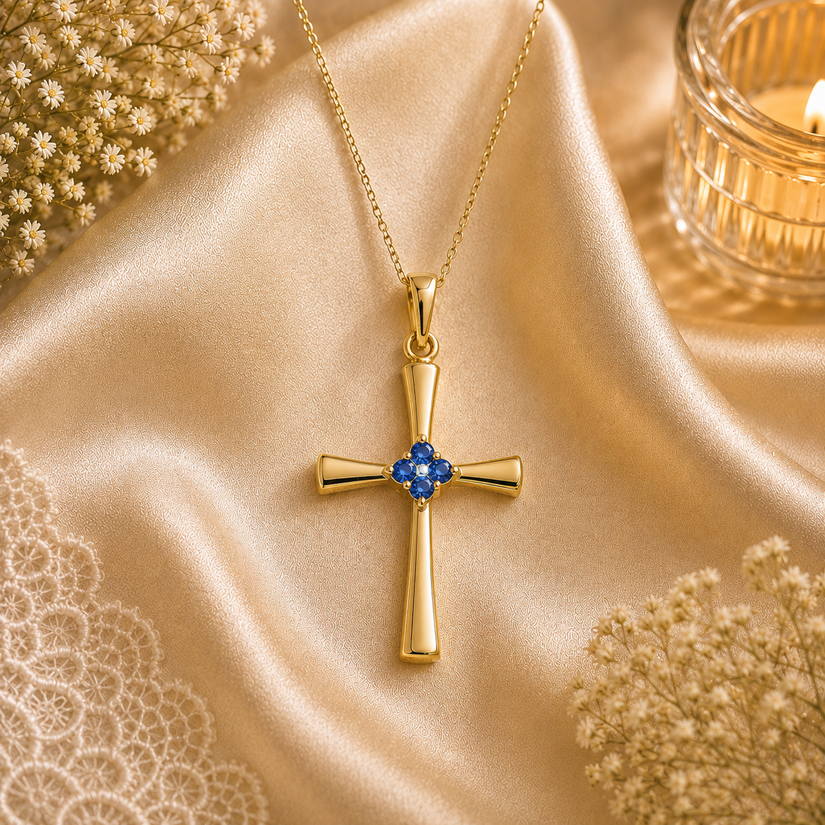 Birthstone Cross Necklace