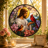Jesus with Cardinals Suncatcher