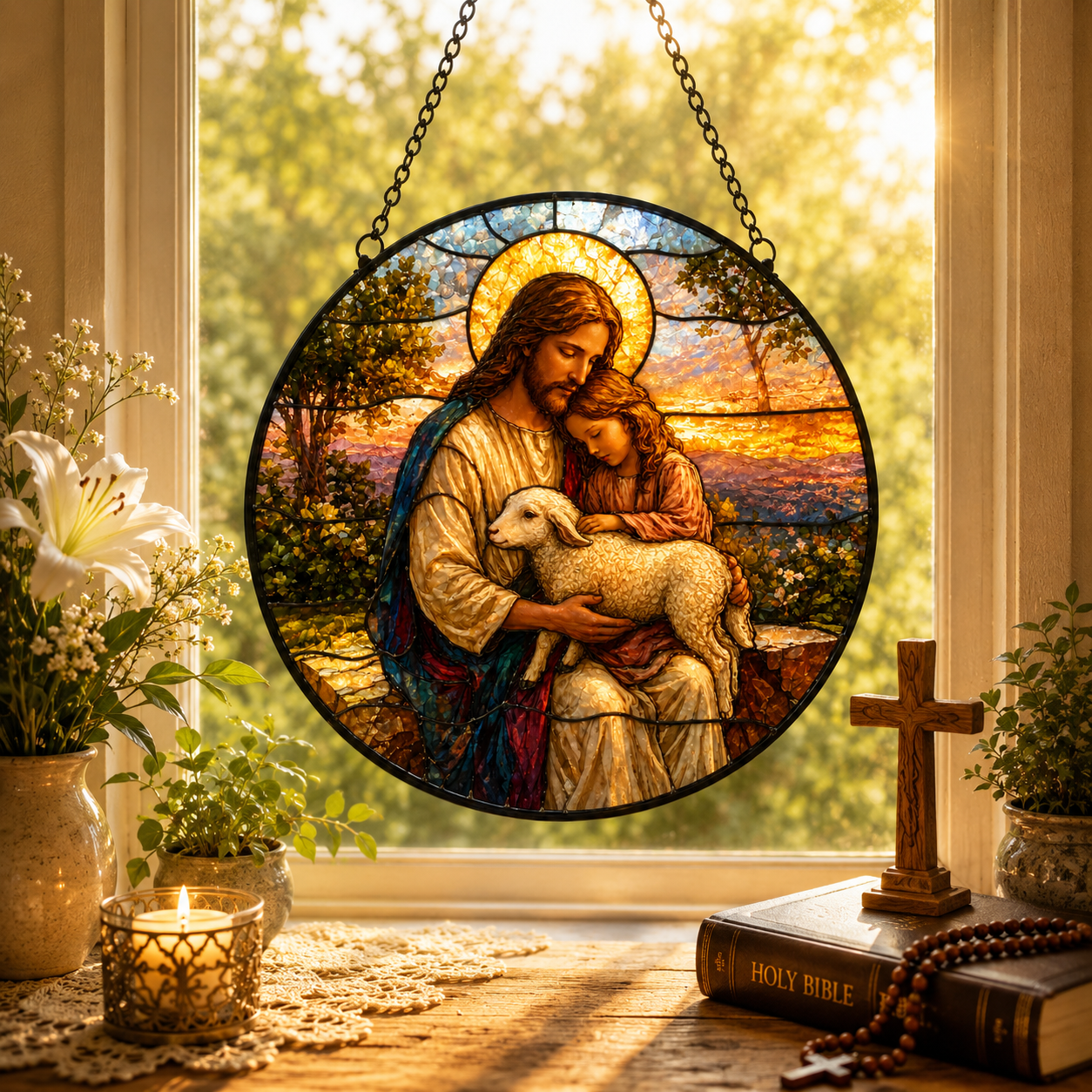 The Shepherd’s Embrace Suncatcher