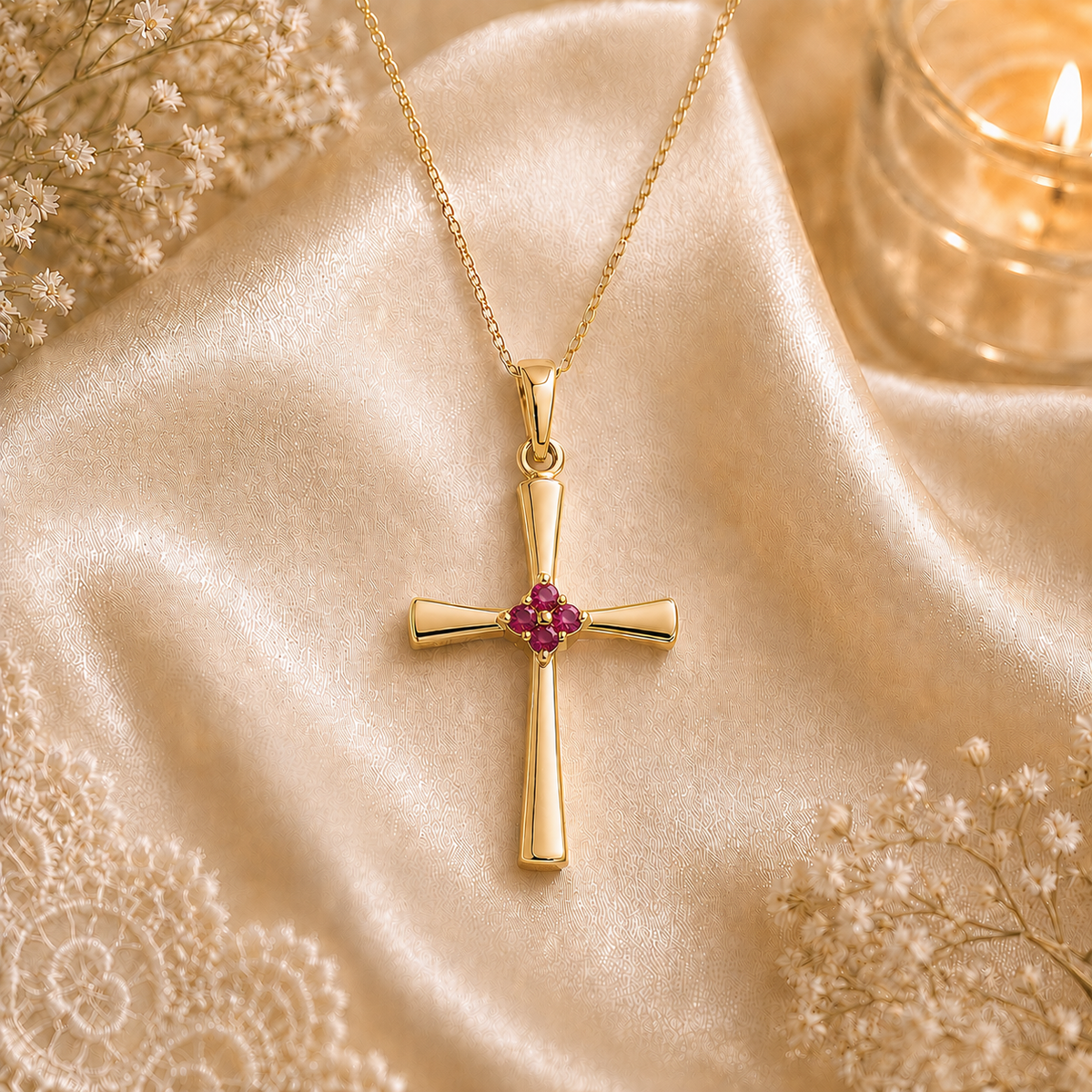 Birthstone Cross Necklace