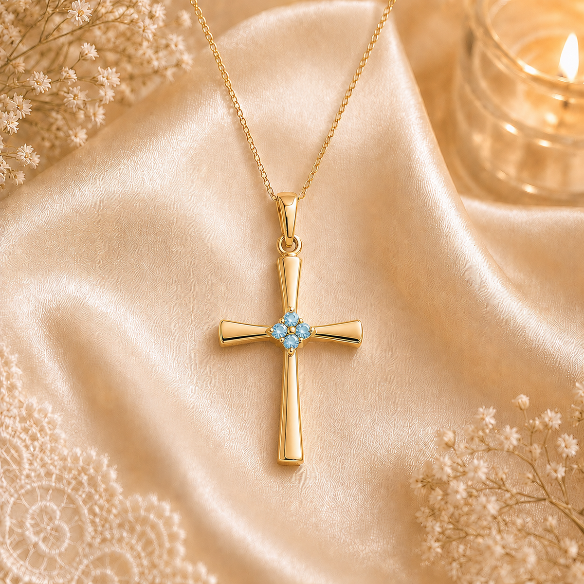 Birthstone Cross Necklace