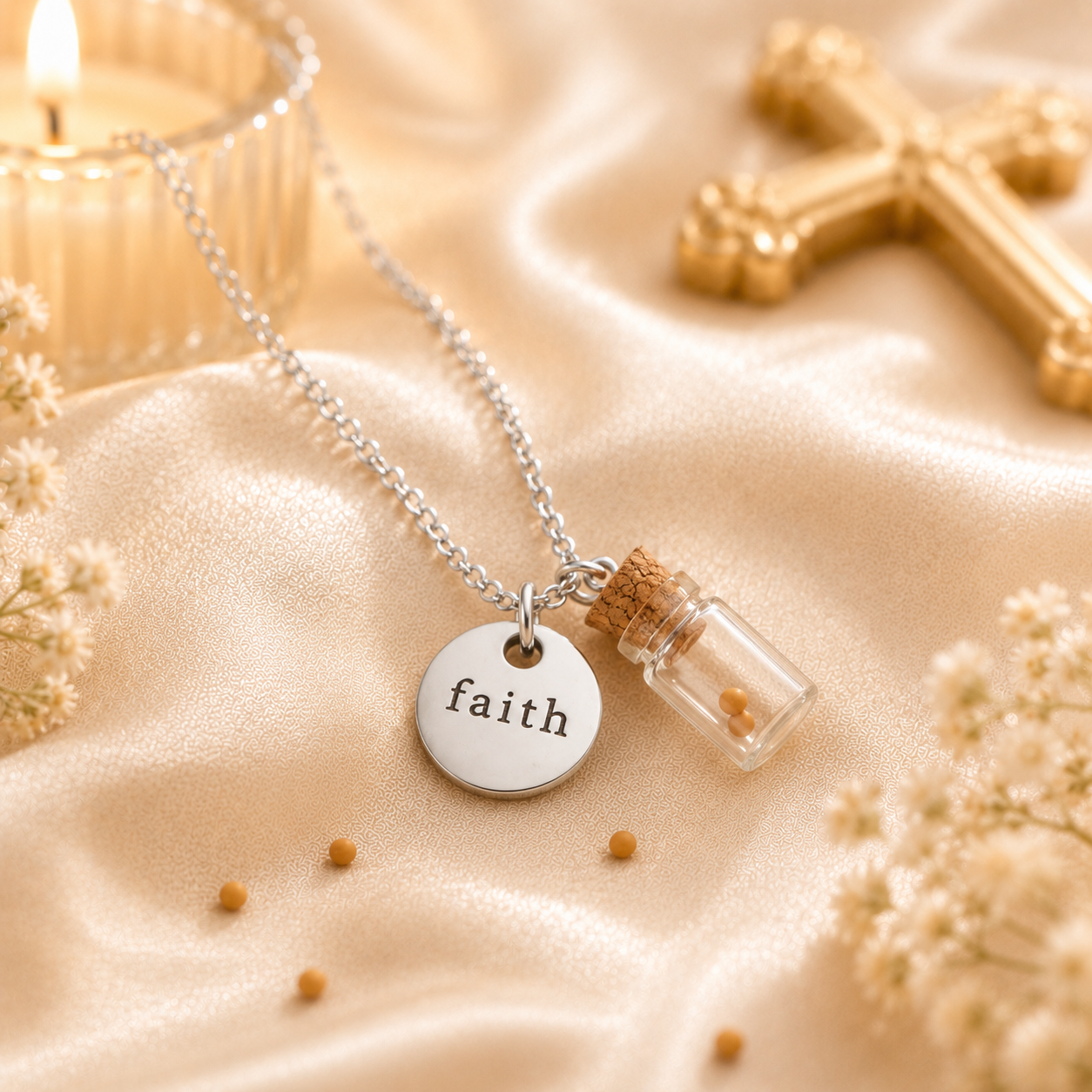 Mustard Seed Bottle Necklace