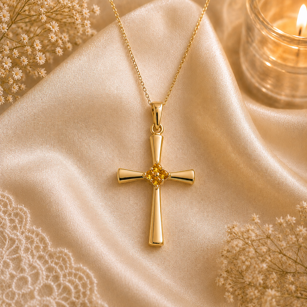 Birthstone Cross Necklace