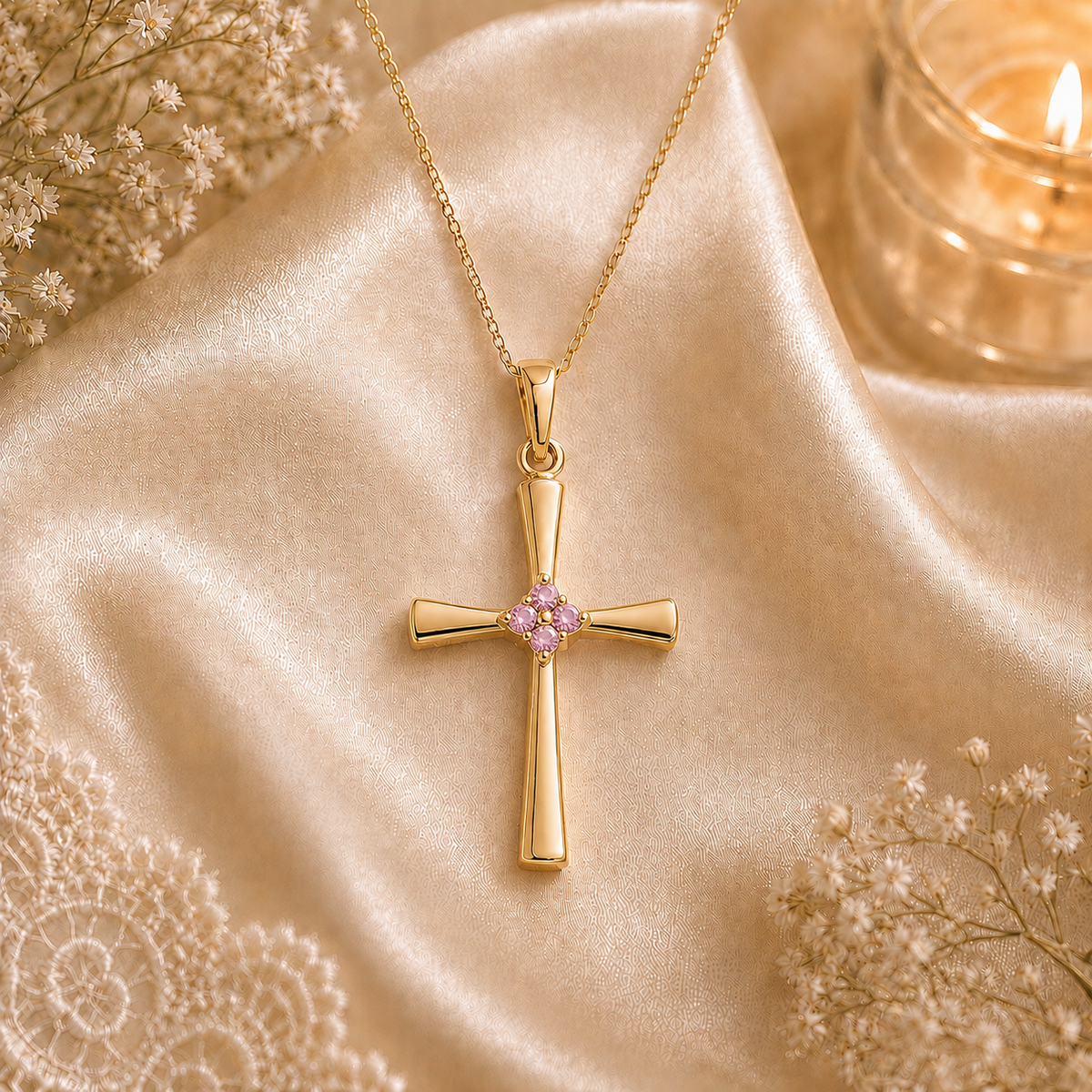 Birthstone Cross Necklace