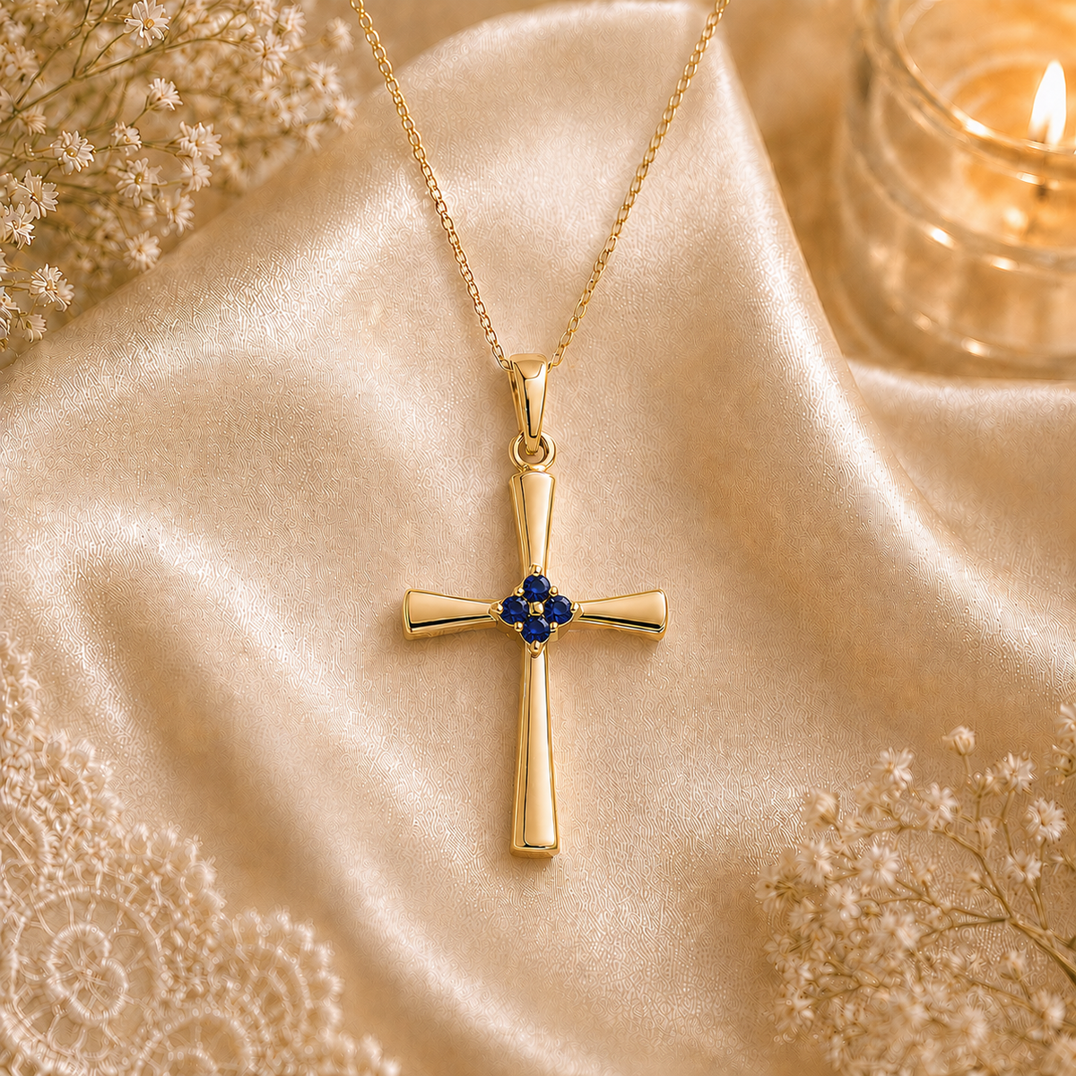 Birthstone Cross Necklace