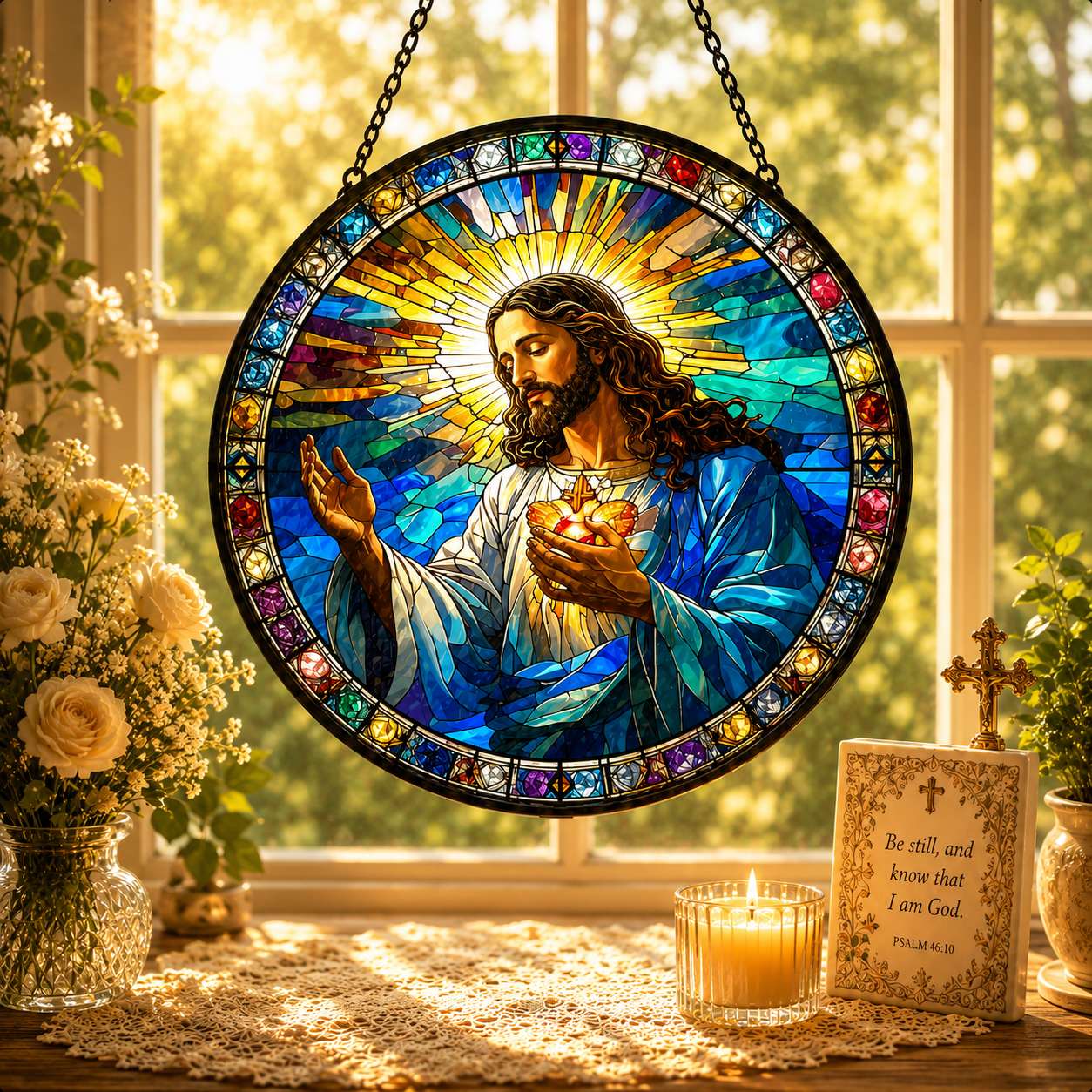 Sacred Heart of Peace Suncatcher