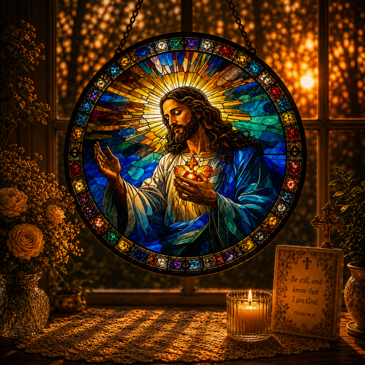 Sacred Heart of Peace Suncatcher