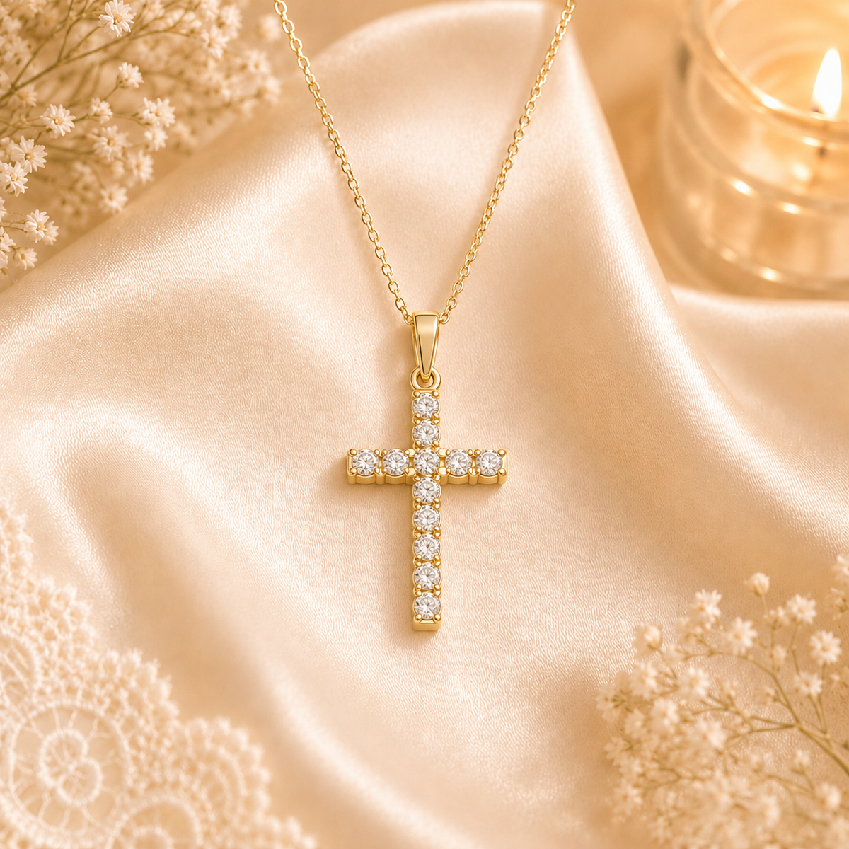Studded Cross Necklace
