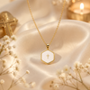 White Pearl Cross Necklace